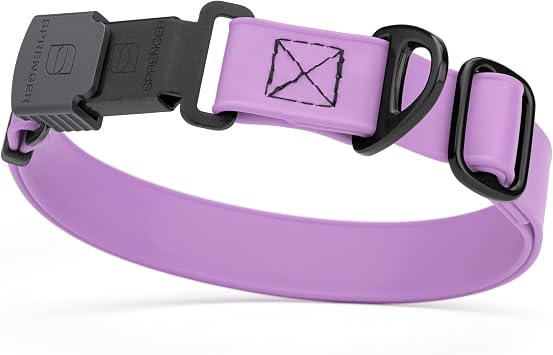 Dogline Biothane Waterproof Dog Collar with Herm Sprenger Black Stainless Steel Quick Release Buckle Heavy Duty Tactical Durable Collar for Dogs Comfortable, Safe Pet Collar W3/4" L12-19 Amethyst