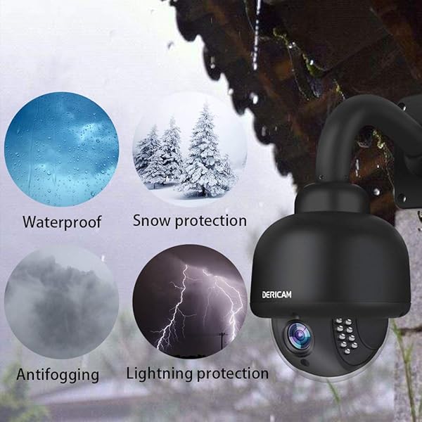 Telecamera di sicurezza IP Dericam PTZ WiFi telecamera esterna CCTV di sorveglianza 1080P zoom ottico 4X visione notturna rilevazione di movimento IP65 resistente allacqua nero