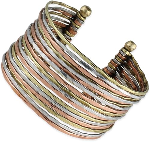 Miniatura 4 de ZAD Brazalete de metal mezclado con martillo de manojo martillado talla única