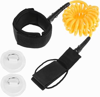 Moendergo 10ft Body Board Ankle Leash,SUP Leash Coiled for Surfboard Paddle Board Kayak Longboard,Surfing Foot Strap,with 2 Stainless Steel D-Ring Patches