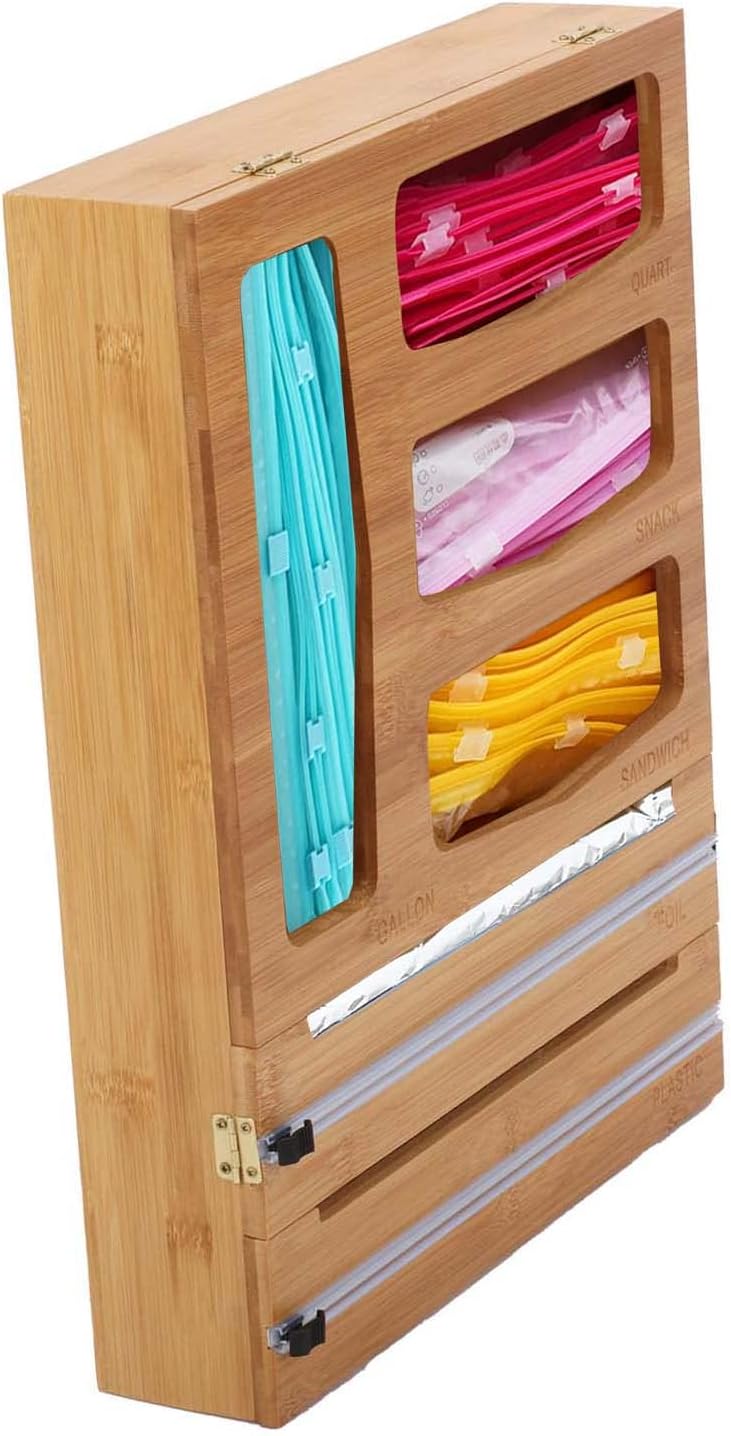 lesolar Foil and Plastic Wrap Organizer,Plastic Wrap Dispenser with