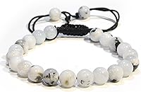 Vista 161 de Adjustable Crystal Bracelet – Gemstone Bead Bracelet with Adjustable Macrame String – Chic Gemstone Bracelet for Men and Women – 8mm Round Healing