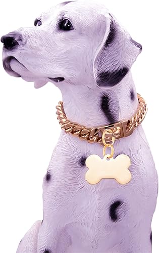 Miniatura 43 de Collar de perro de acero inoxidable, collar de joyería de bulldog con encanto, impermeable, oro rosa, negro, plata, resistente, collar de perro