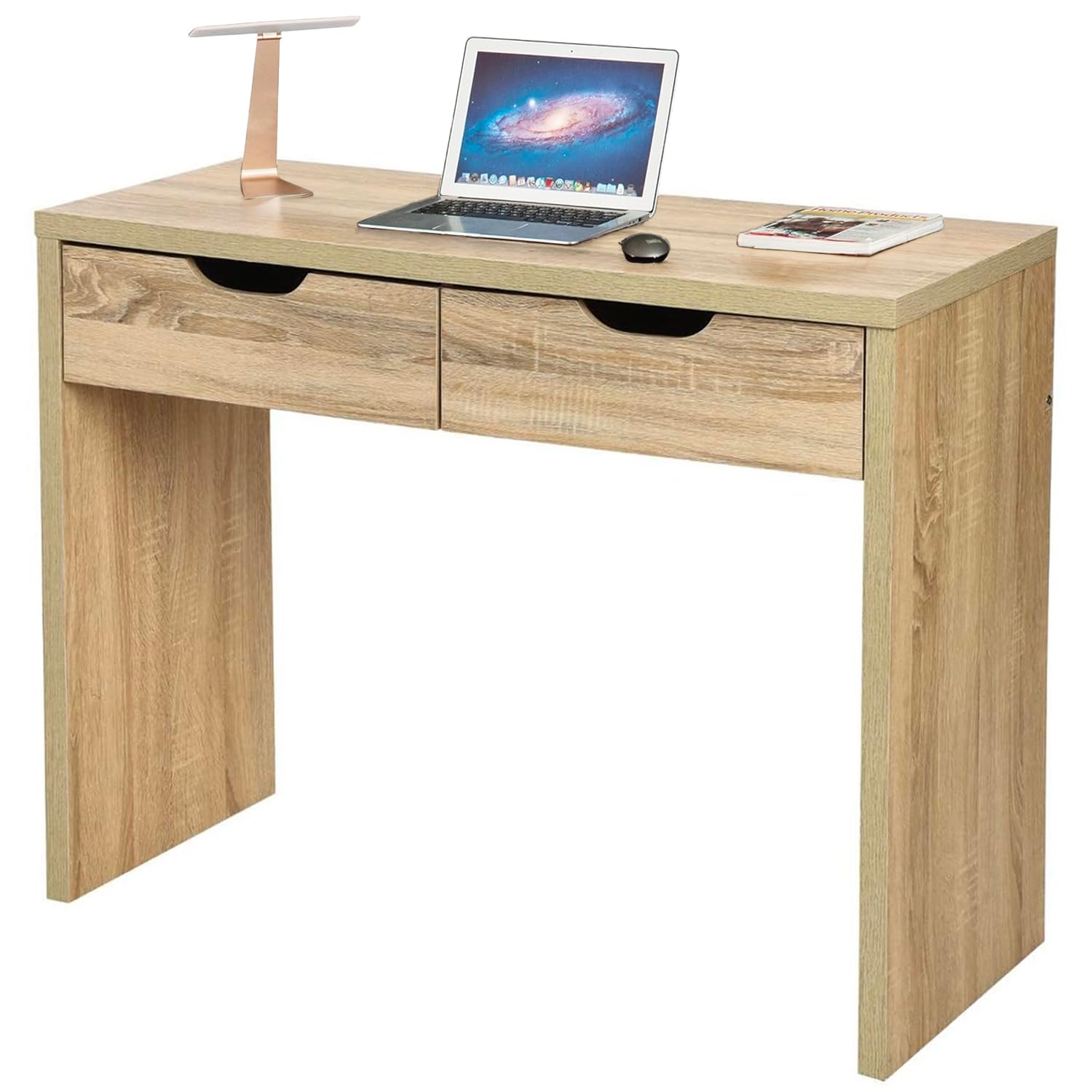 Avilia Tavolo Consolle in Legno Effetto Rovere, Scrivania con 2 Cassetti Profondi per Riporre Chiavi e Accessori - Consolle Adatta per Soggiorno, Camera o Ufficio - Consolle Ingresso di 100x39x80 cm