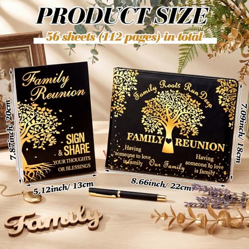 Tenceur Family Reunion Party Favors Decorations Family Reunion Guest Book Sign in Good Tree Guest Book Gathering Decorations with Pen for Gathering Decoration Party Favors, 112 Pages