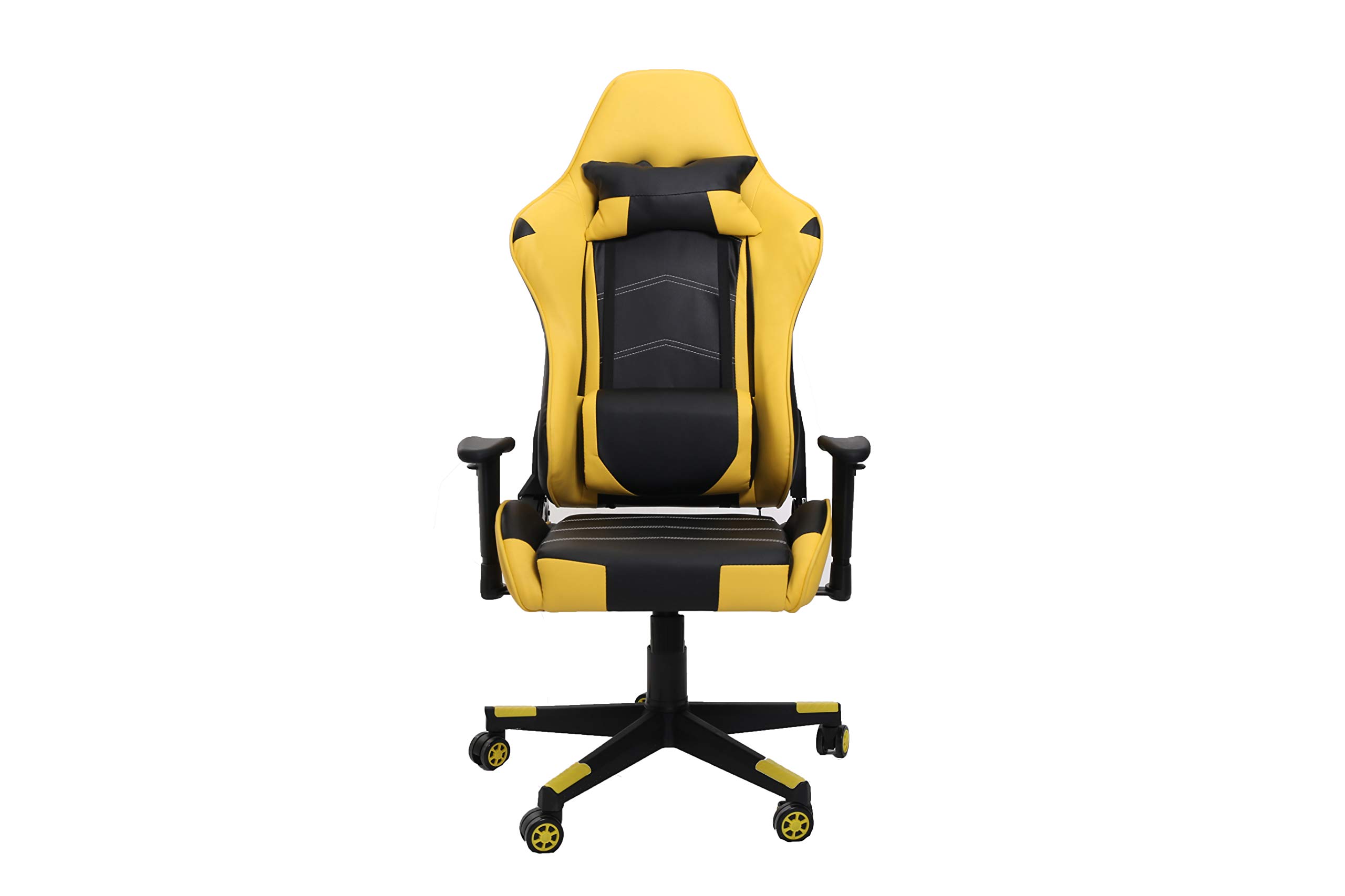 Multi Home Furniture Yellow & Black Gaming Chair | Ergonomic Chair High Recliner Chair with Adjustable Headrest & Footrest | Gaming Chair with Lumbar Support & Back Support | PU Leather Swivel Chair