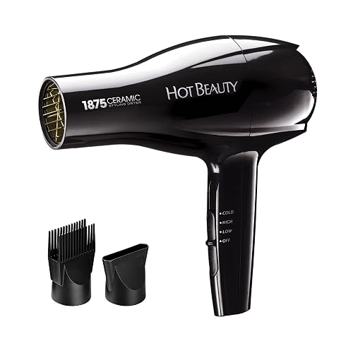 Hot Beauty 1875 Ceramic Styler Hair Styling Blow Dryer 2 Attachments