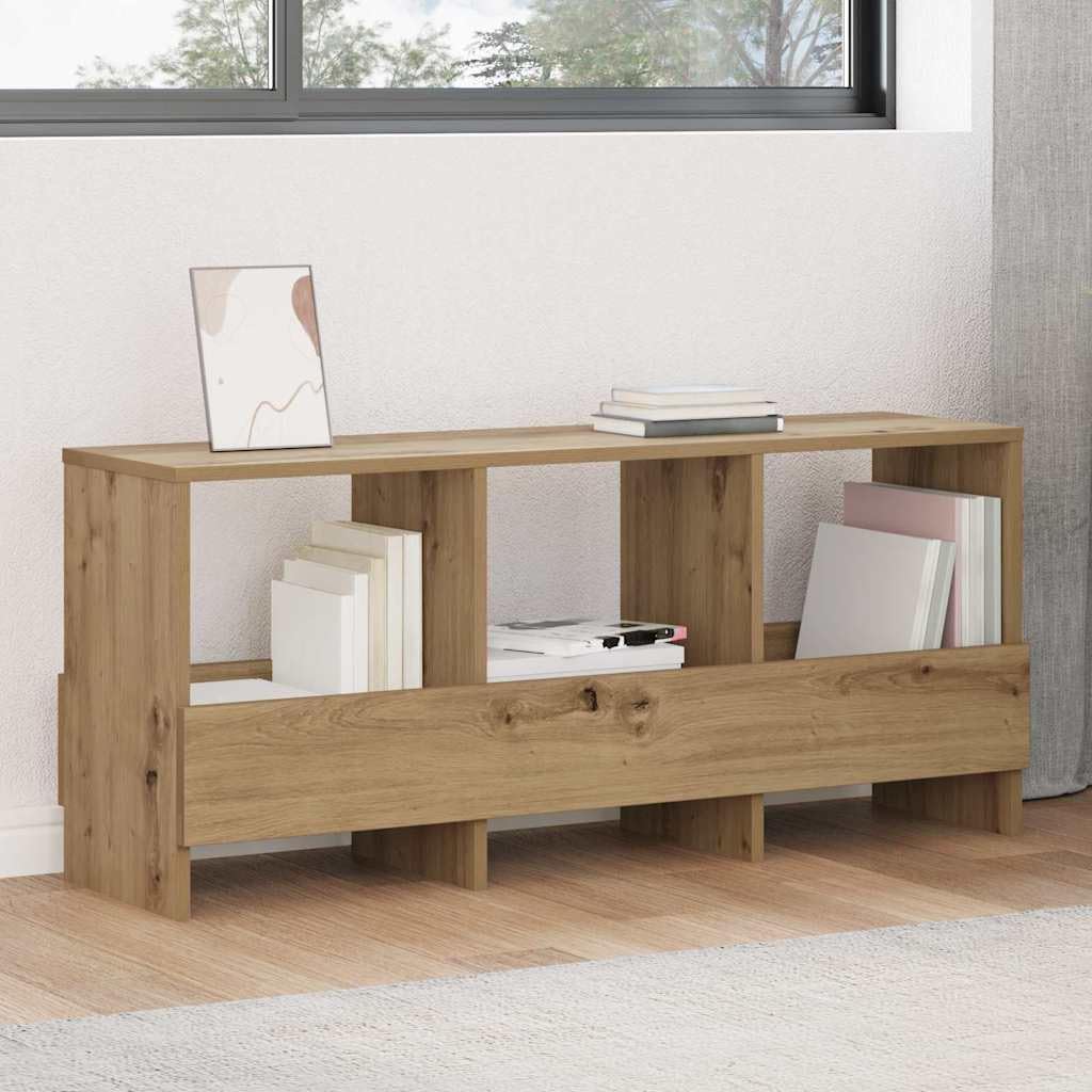 Regał na magazyny Artisan dąb 102 x 30 x 45 cm ze stojakiem na czasopisma do salonu, biura, korytarza, stabilne przechowywanie materiału drewnopochodnego, stylowy uchwyt na katalog, praktyczna