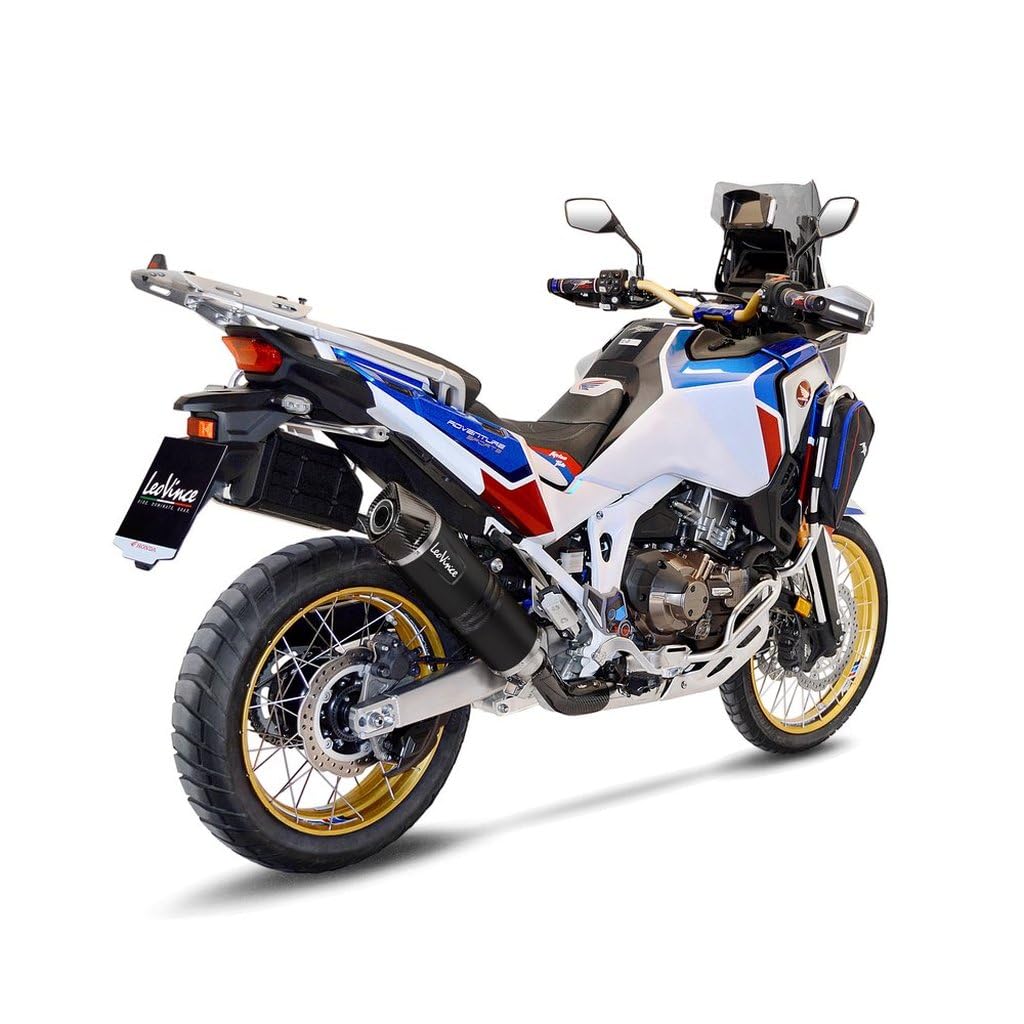 Terminale di scarico per marmitte slip-on LV One Evo Black compatibile Honda CRF1100L Africa Twin dal 2020, design sportivo, finitura nera, montaggio plug and play
