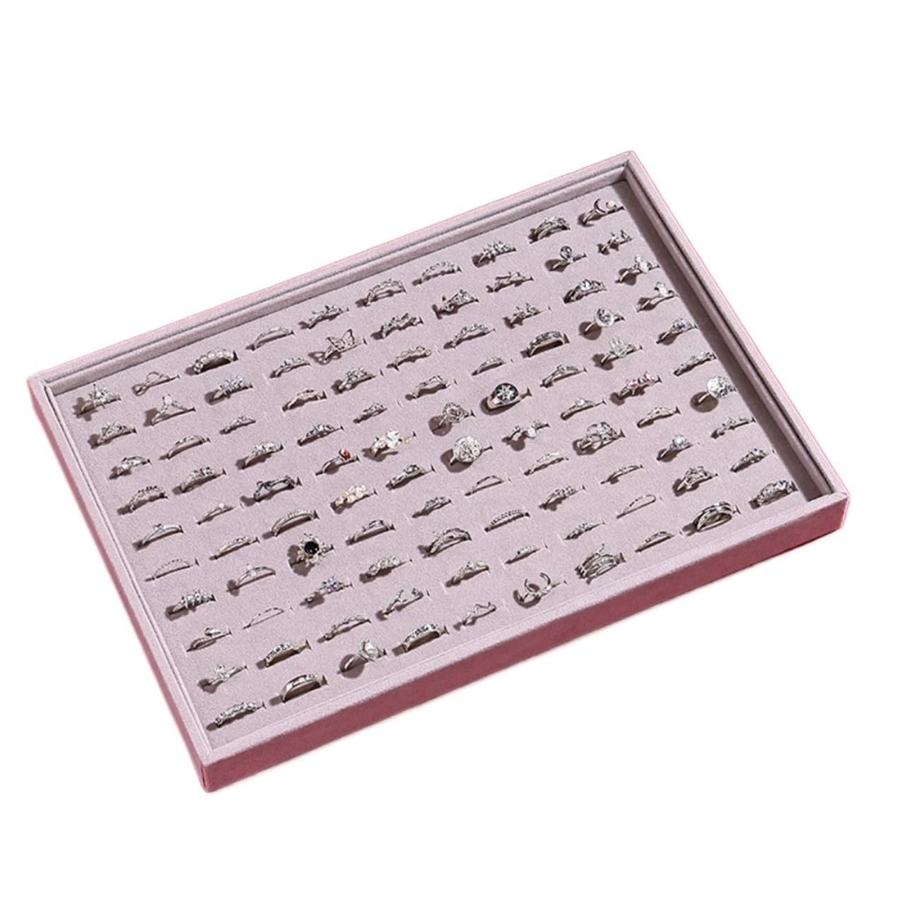 ZNJAMN 1pcs Rings Display Organizer Stackable Jewelry Tray Space Saving Drawer for Ring(Pink)