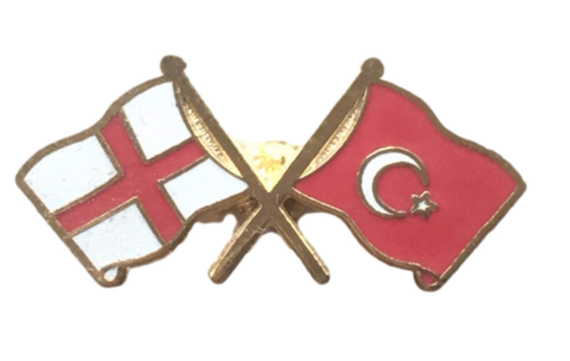 England & Turkey Friendship Flags Enamel Lapel Pin Badge