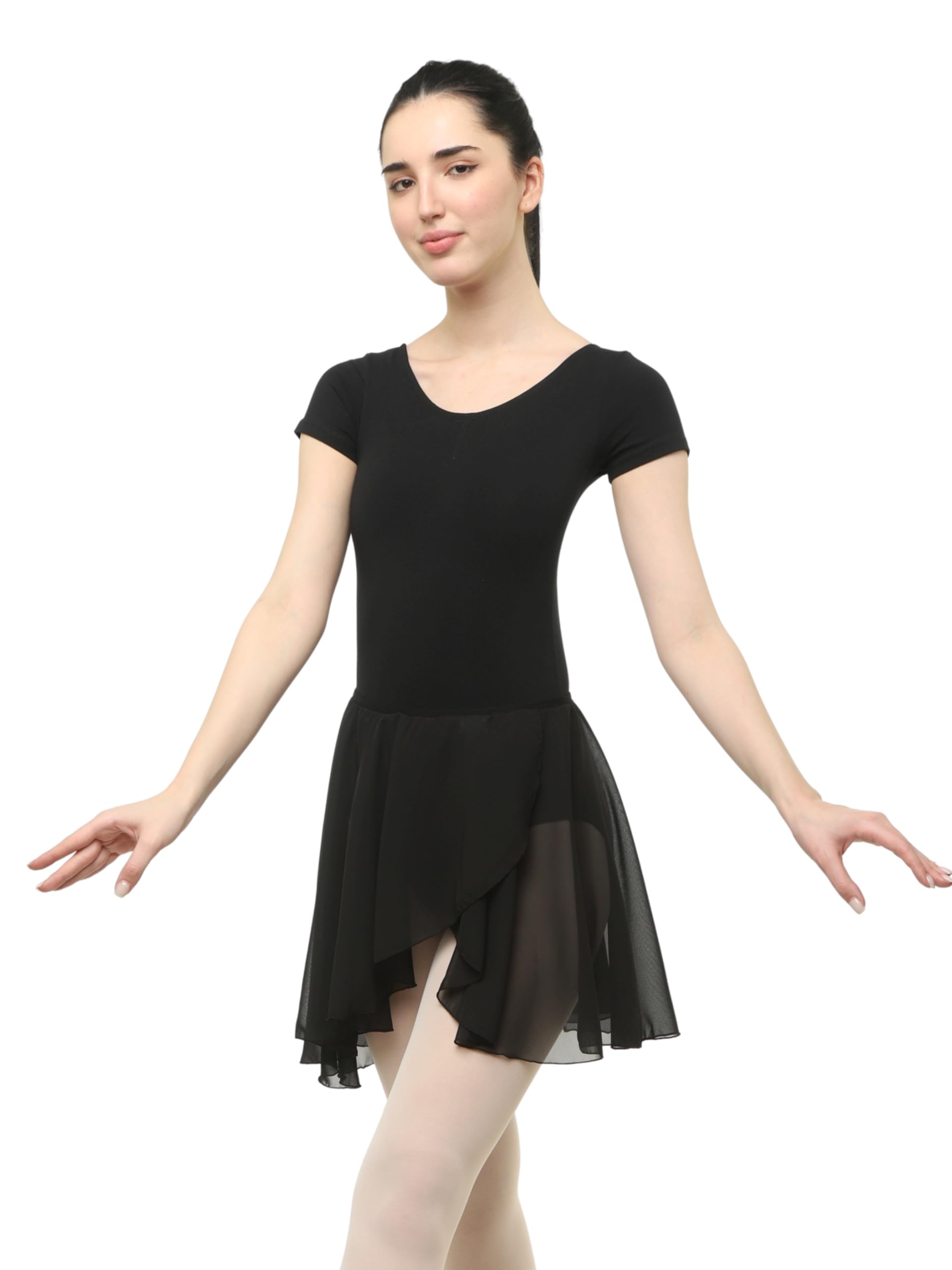 IKAANYA Women Ballet Short Sleeves Leotard or Bodysuit and Elastic Band Skirt - Ideal for Ballet, Dance, Gymnastics, and Performance (XXS - Adult Large)-image-39