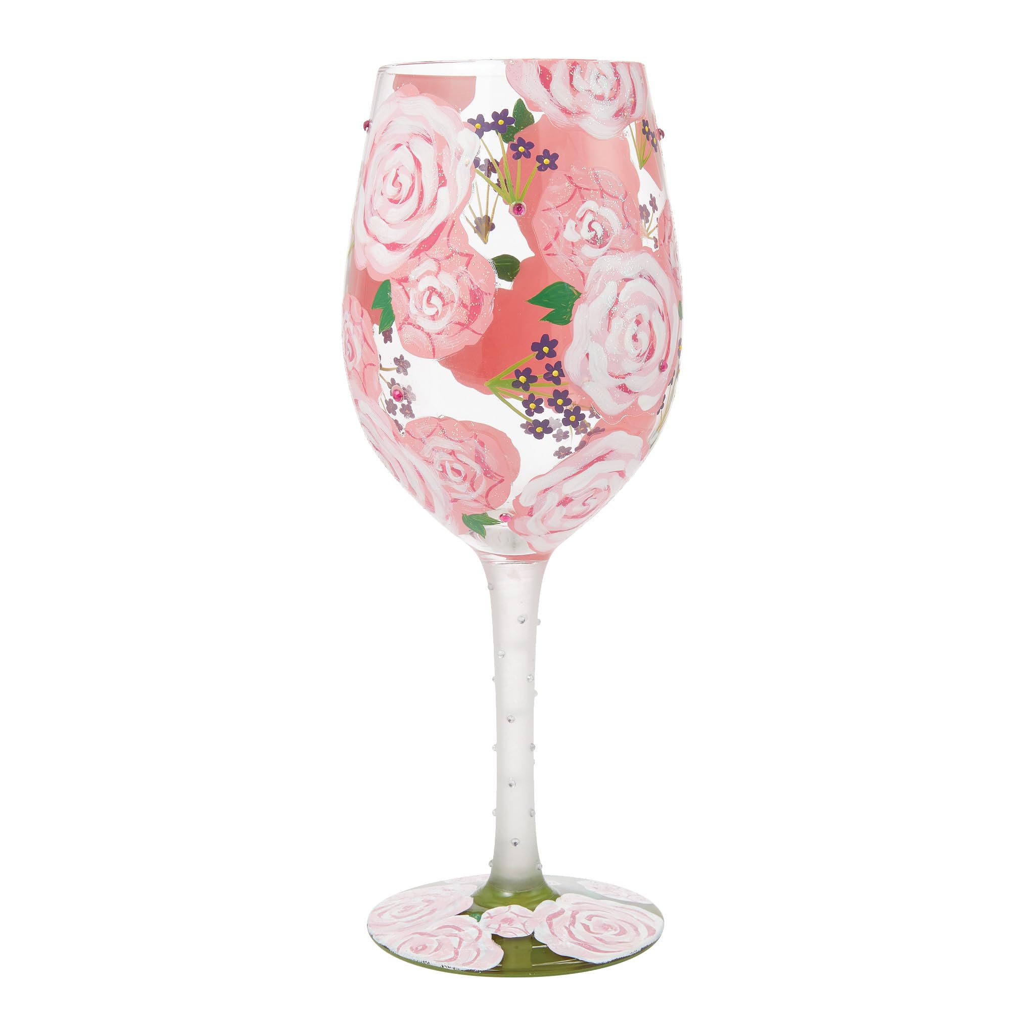 Verre à vin Pivoine Lolita peint à la main : l'élégance artisanale d'un grand cristal de 445 ml
