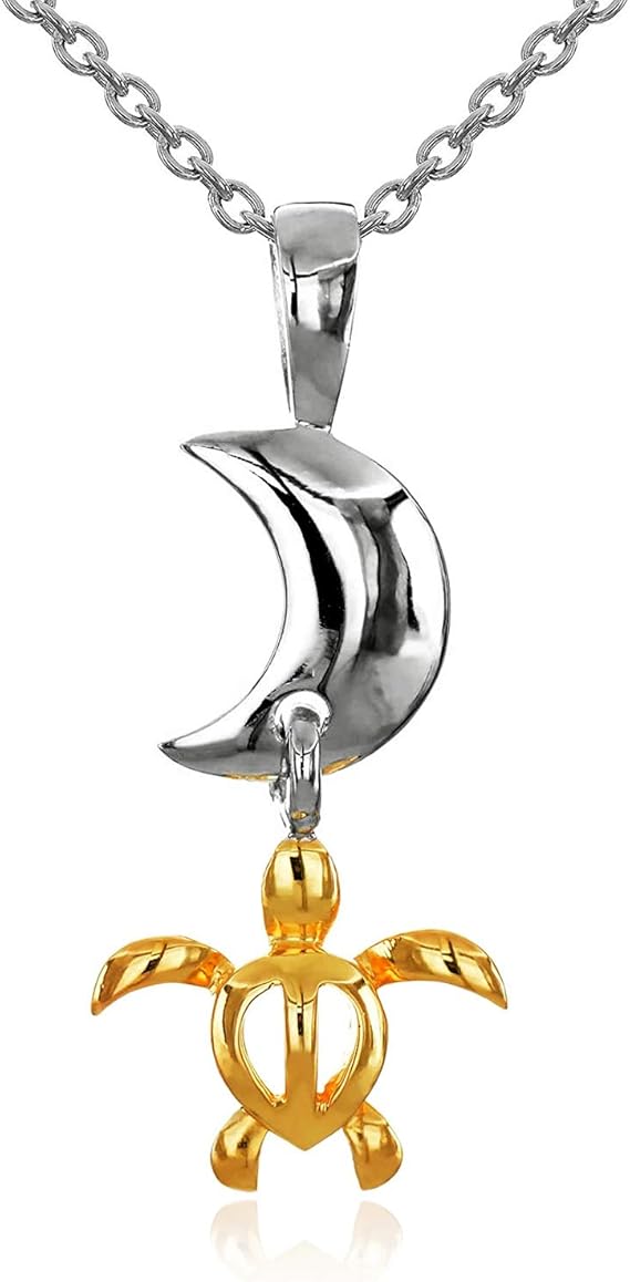 Amazon | [レイラニ] ハワイアンジュエリー 三日月とホヌ(海亀