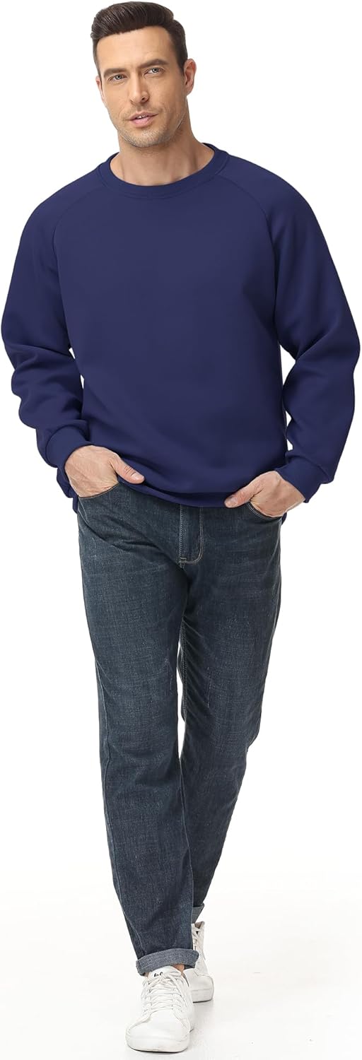Men’s Crewneck Sweatshirt – Cotton Pullover, Solid Color Long Sleeve for Fall-Winter Comfort & Warmth - Image 4