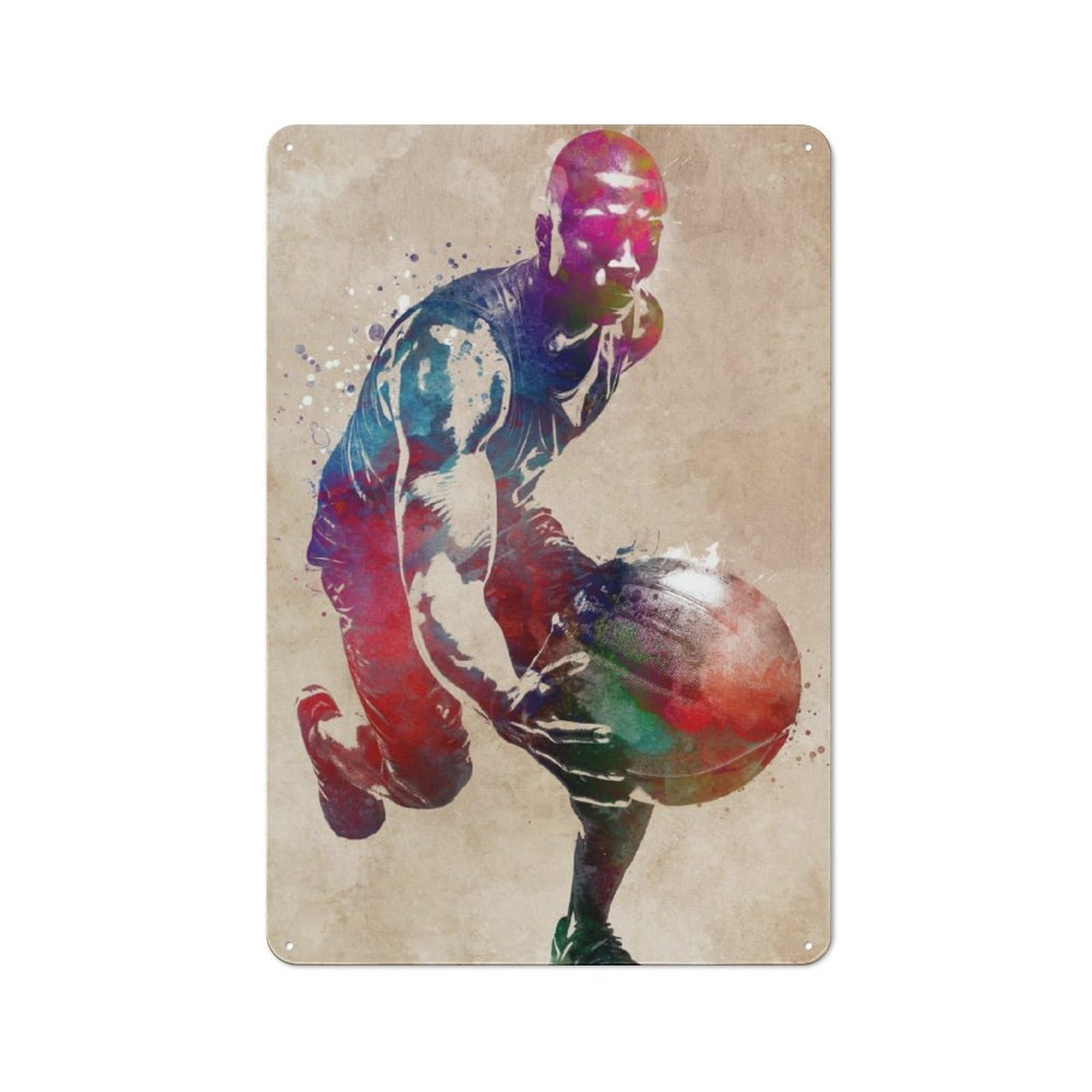 Junmoney Basketball Sport Art Metal Wall Sign 30X20cm, Rustic Decor For Hallway Wall, For Metal Sign Collectors, For Garage And Workshop Walls