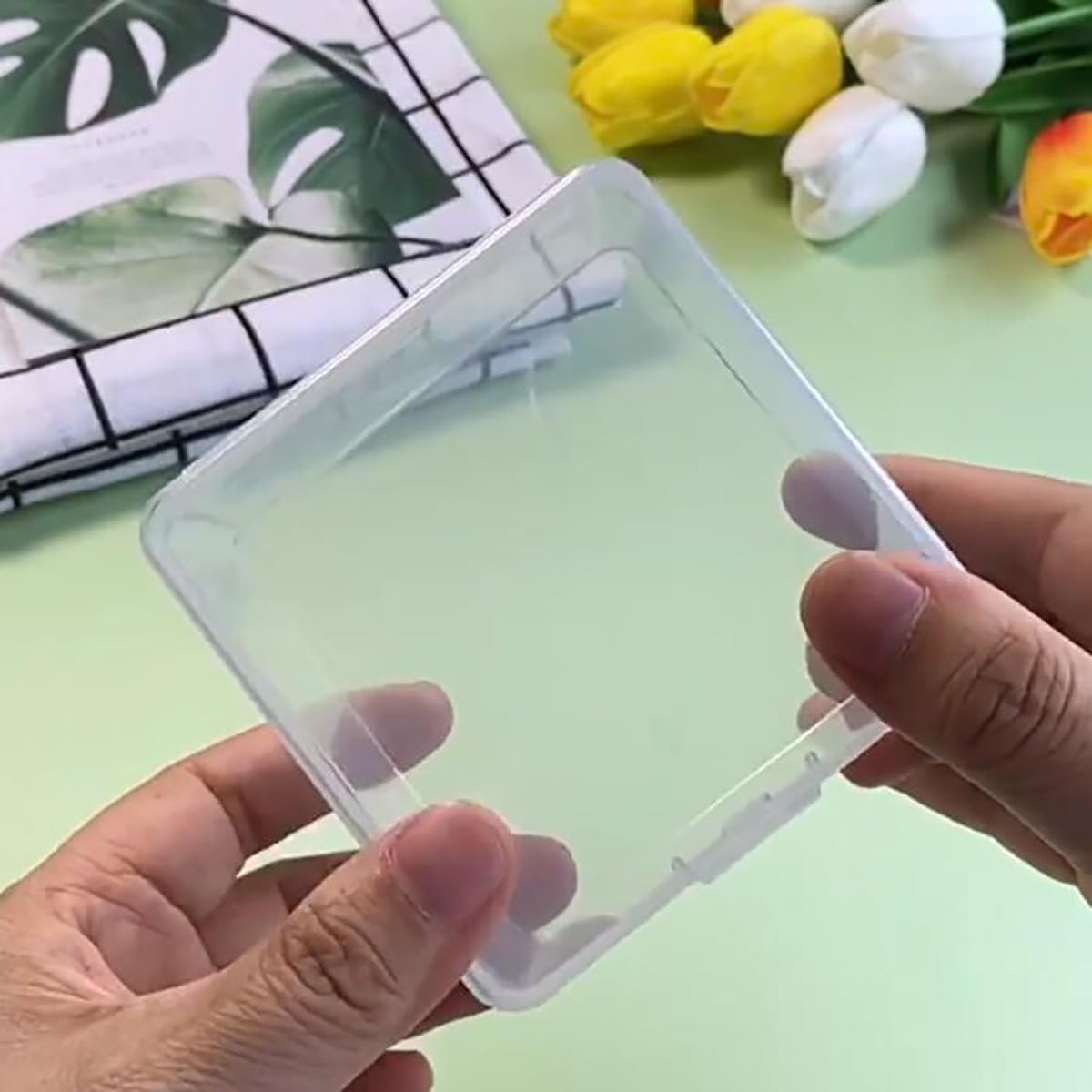 Square Clear Craft Supply Case (3.23 x 3.23 x 1.58 Inch),12 Pack Plastic Storage Containers with Lids, Square Bead Organizers for Beads, Earplugs, Pins, Small Items etc