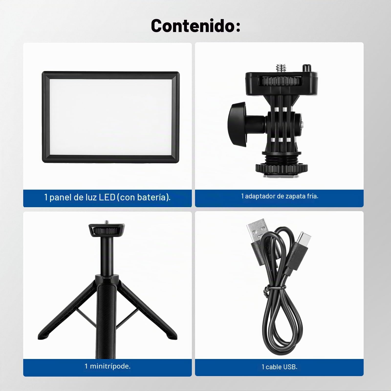NEEWER Panel de luz LED de Video de 9 Pulgadas, cámara DSLR Regulable con Mini trípode, batería de 4000 mAh, Puertos USB Tipo C, 3200 K ~ 5600 K CRI95+ 600 Lux para fotografía, grabación de Video,