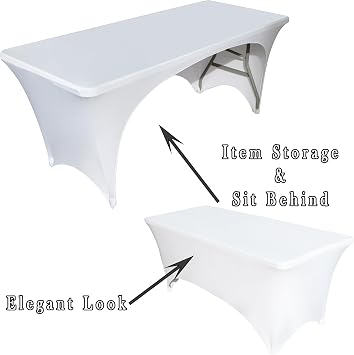 Pack of 2 Washable Stretch Tablecloths Extendable Banquet Wedding Party 72 x 76 x 76 cm - White