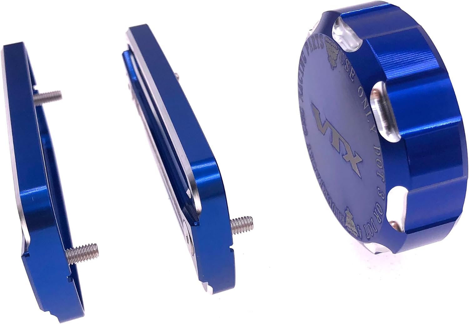 Front Clutch & Brake and Rear Brakes Master Cylinder Fluid Reservoir Cover Cap For Honda VTX1800 VTX 1800 2002 2003 2004 2005 2006 2007 2008 (Blue)