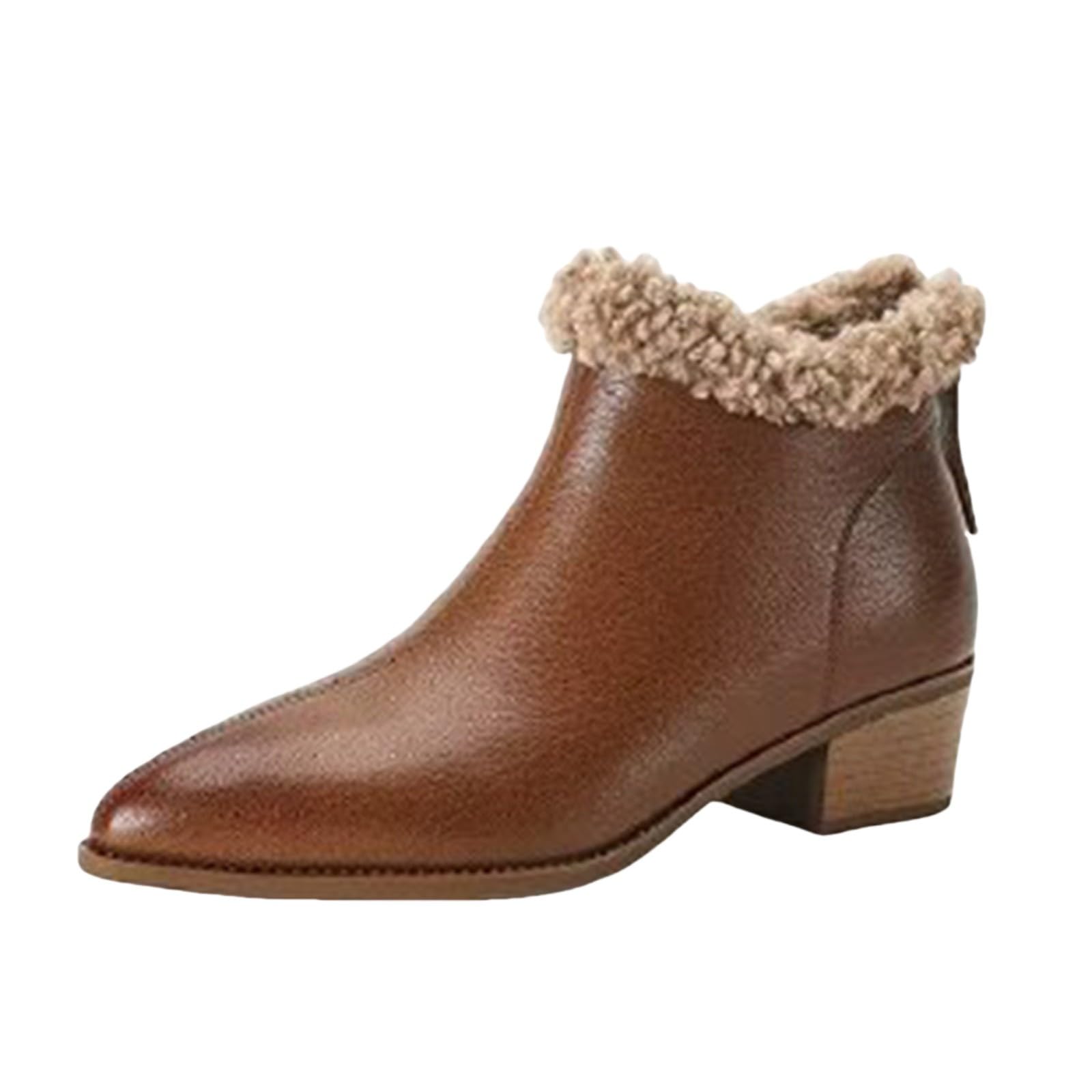 Chaussons D'hiver Femmes Larges Et Chauds - Appartements En Bois Avec Intérieur Cuir, Semelle Antidérapante, Marron