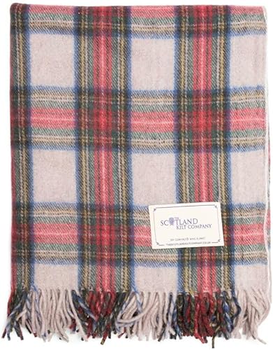Alfombra de pícnic Scottish Tartan Throw in Stewart - Manta de viaje cálida 100% lana con bordes con flecos - 60 x 70 pulgadas