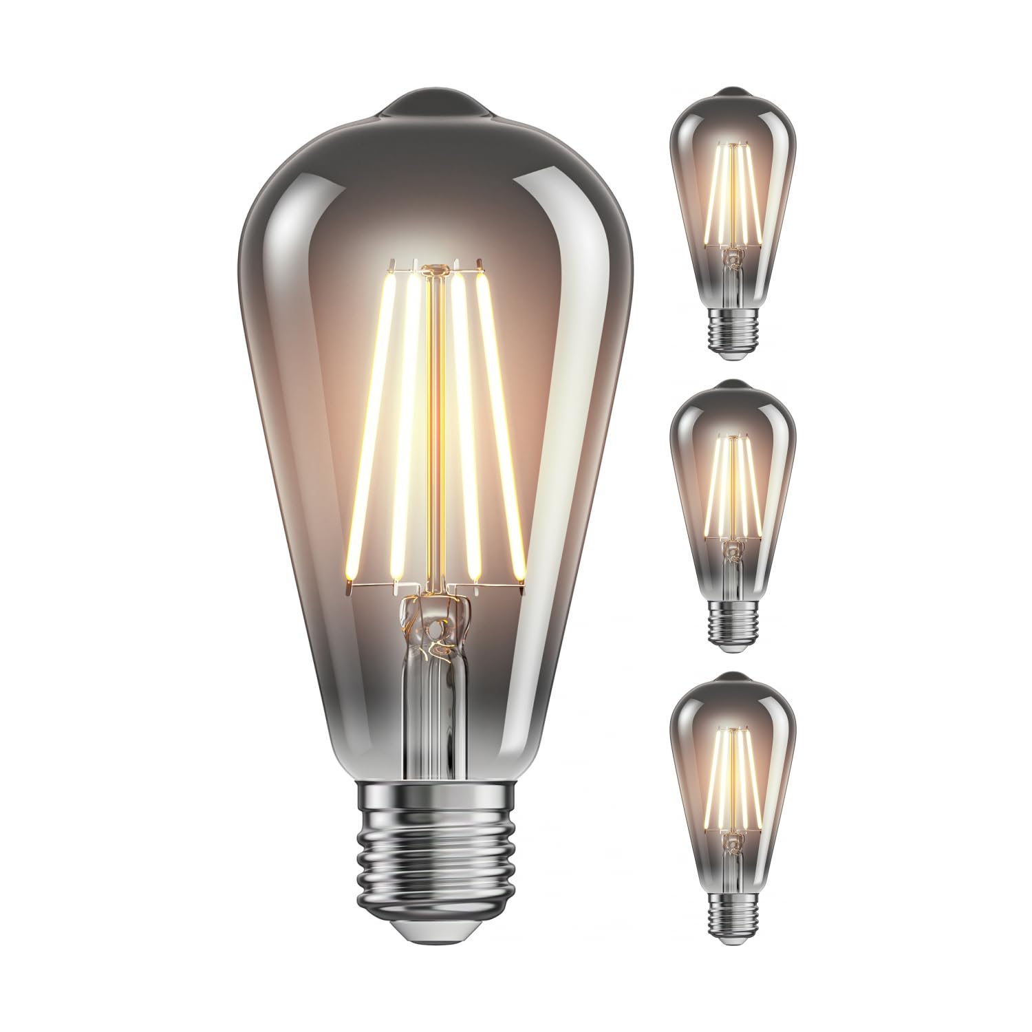 ledscom.de 4X E27 LED Bulb, ST64, Extra Warm White (1800 K), 7.6 W, 240lm, Smoked Glass โ image 1