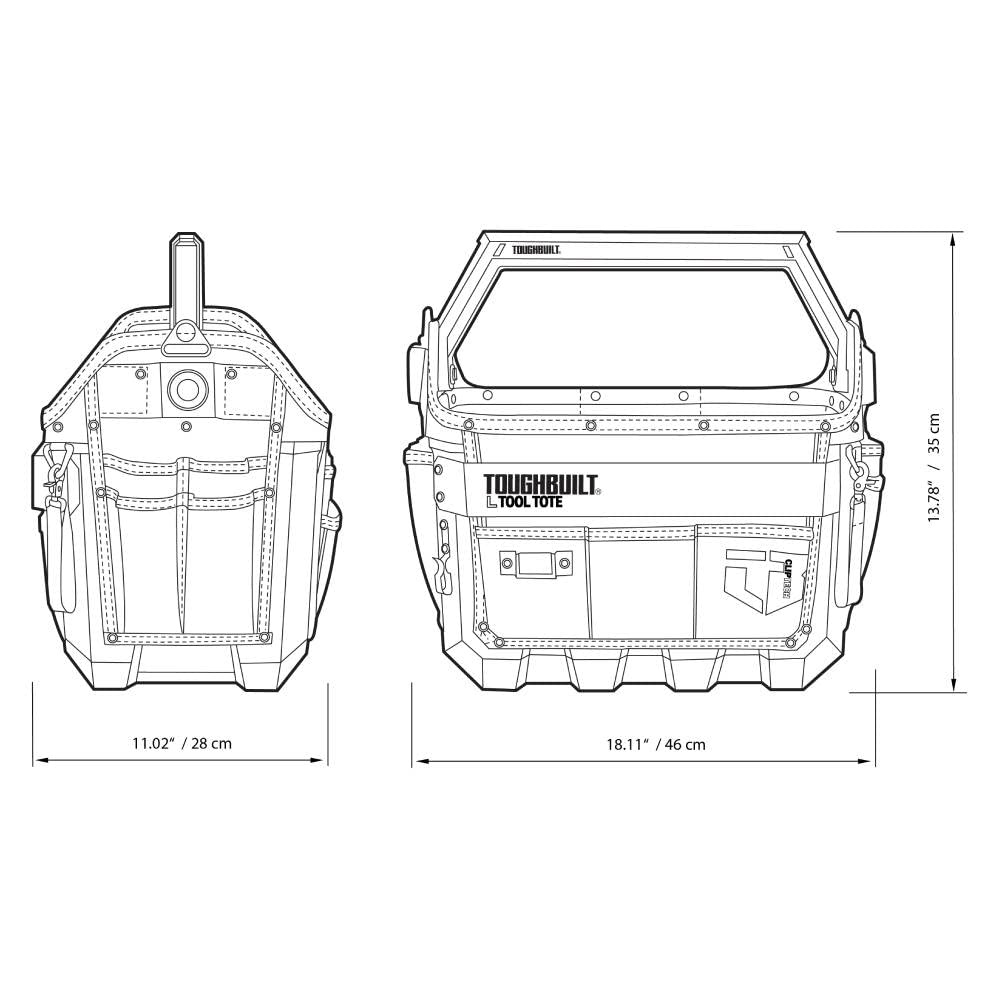 ToughBuilt TB-CT-82-16 Duża torba na narzędzia z twardym korpusem 400 m / 16 cali