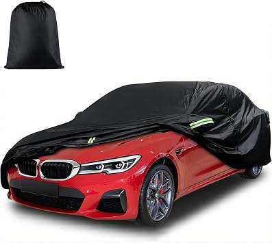 All-Weather Waterproof car Cover - Universal fit for BMW 430, Rain and UV Protection, Elastic Hem and Reflective Tape, 210D Oxford Fabric Black 2021-2025 430