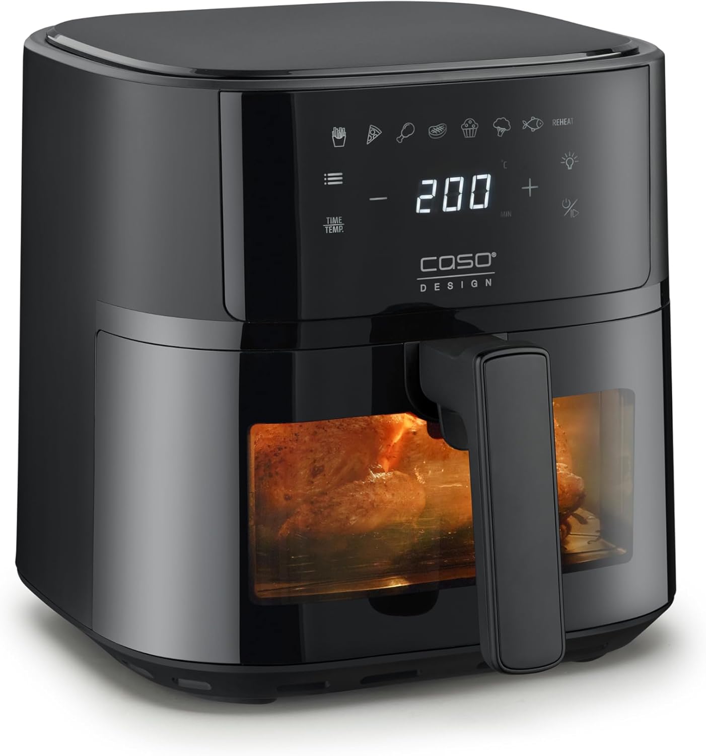 CASO Design AirFry 6.0 Freidora de aire sin aceite con doble compartimento de 6 L, 8 programas, recordatorio de batido, temperatura y tiempo regulables, pantalla LED, lavavajillas, 1700 W