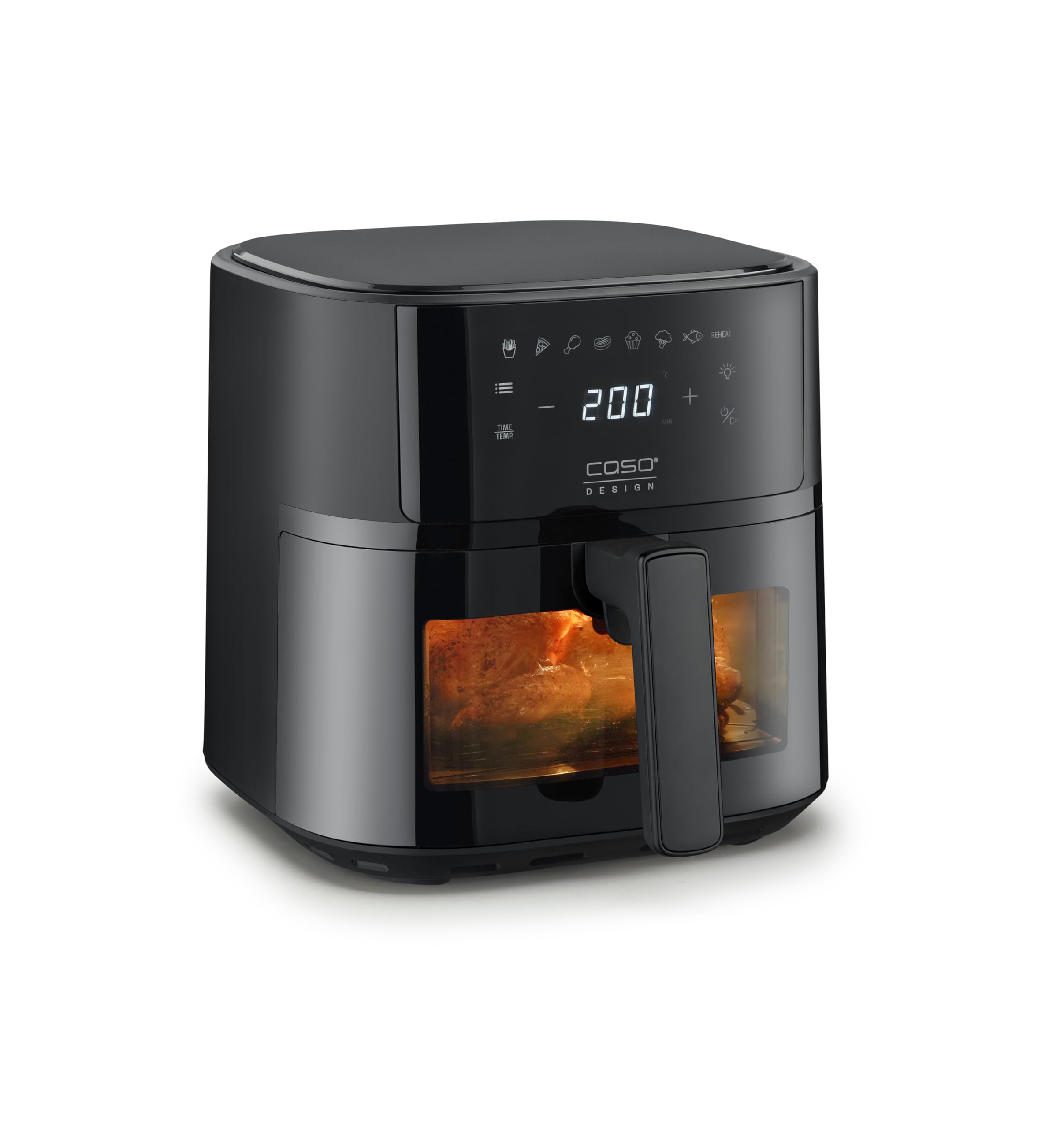 Caso AirFry 6.0 Hot Air Fryer, 6 Liter, Timer, Especially Quiet 38dB, Smoothie Reminder, 8 Convenient Presets, Touch Control, Stainless Steel Interior