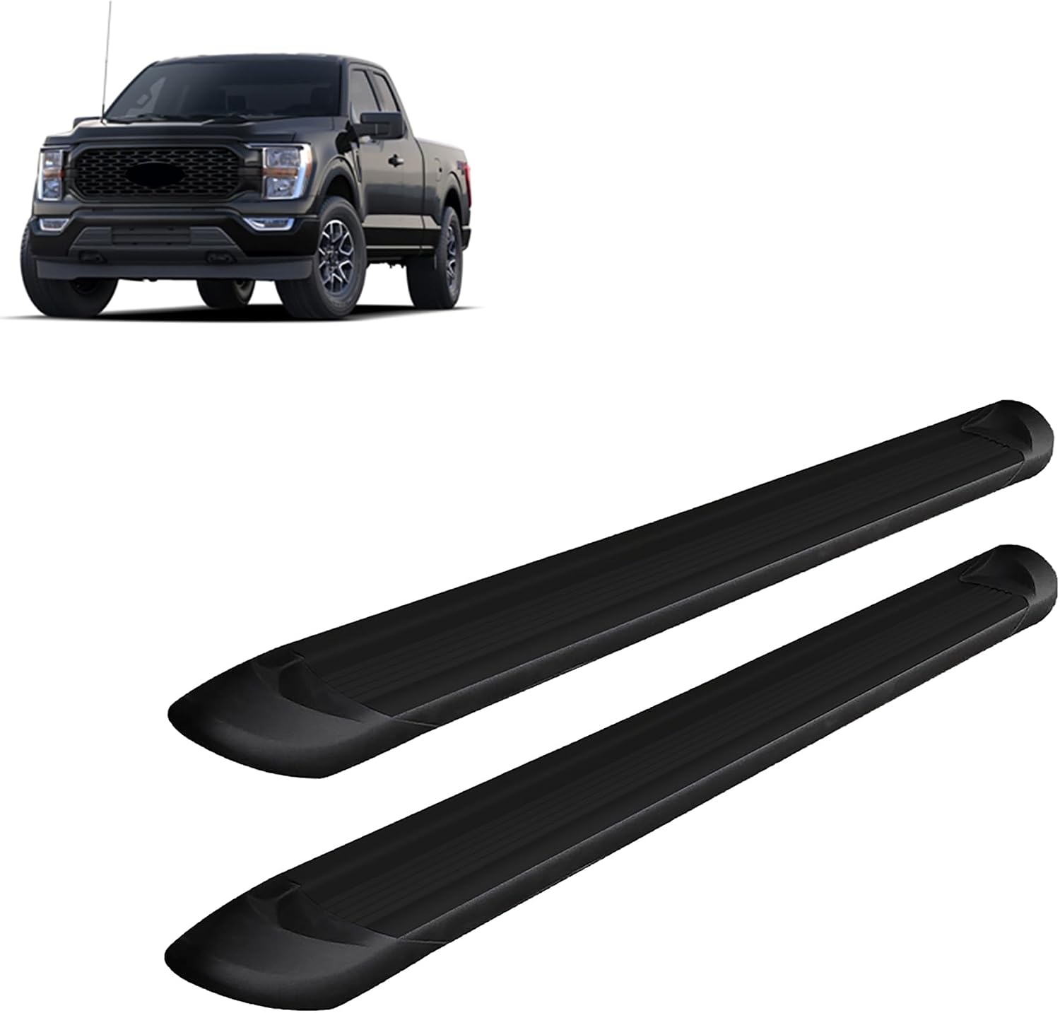Black Horse Black Aluminum Transporter Running Boards Compatible with 2015-2024 Ford F-150 Super Cab / 2017-2024 F-250 350 450 550 Super Duty Super Cab