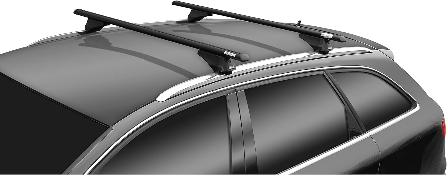 Barre da tetto per veicoli con rails integrati Modello TIGER BLACK 120cm in alluminio nero alta qualità Menabo 000085900000