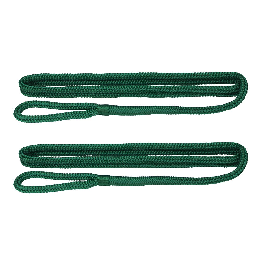 Extreme Max 3006.2582 BoatTector Premium Double Braid Nylon Fender Line Value 2-Pack - 3/8" x 6', Sacramento Green