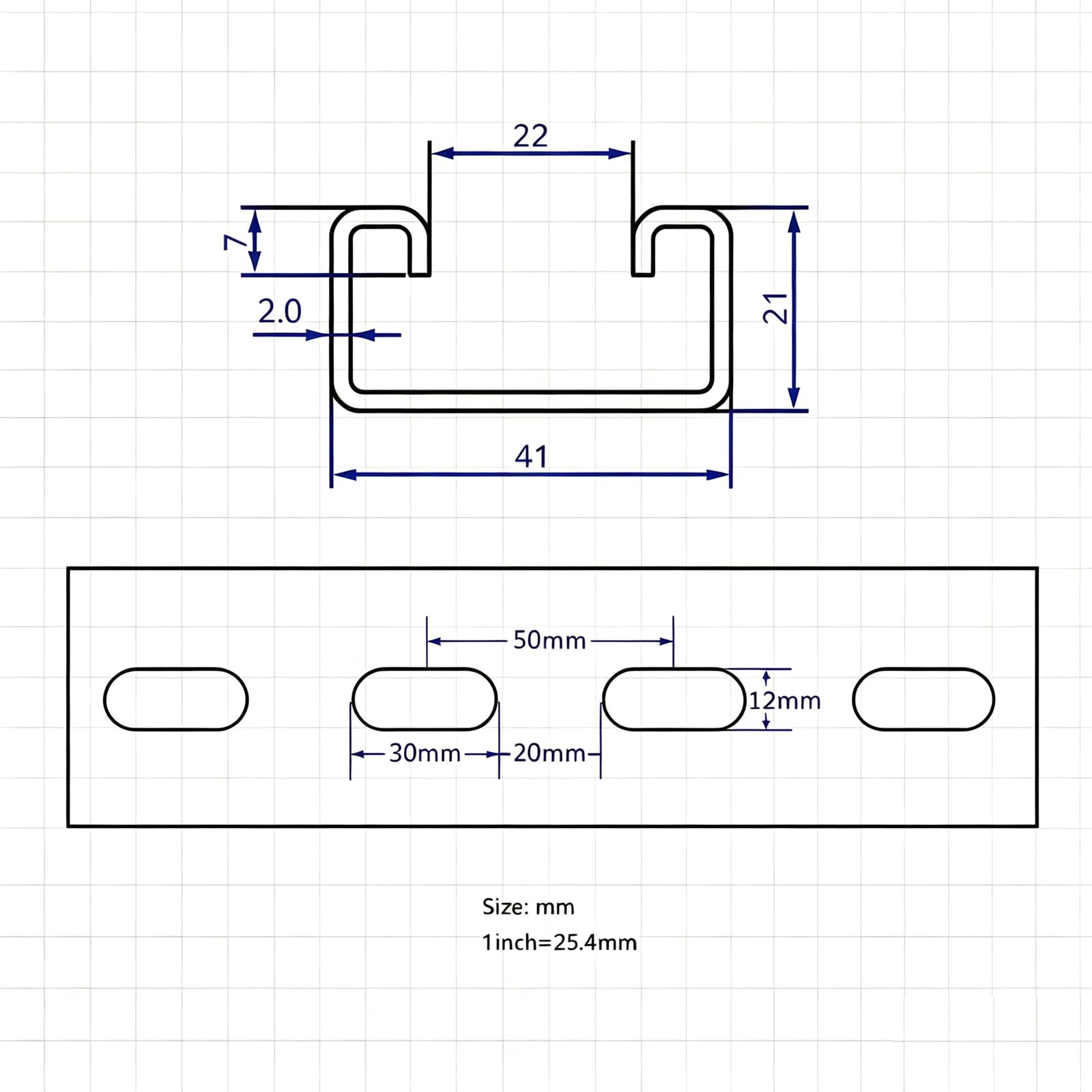 Canale puntone 1-1,6 x 2,1 x 50 cm 500 mm, in acciaio inox, calibro 14, 2