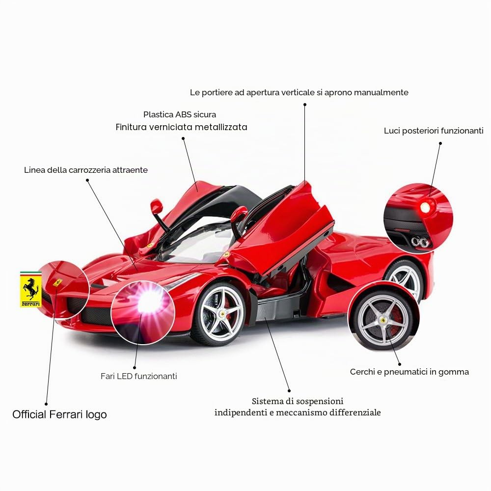 RASTAR Telecomando Ferrari Car 1:14 Rosso Ferrari Macchina Giocattolo La Ferrari Telecomando Auto