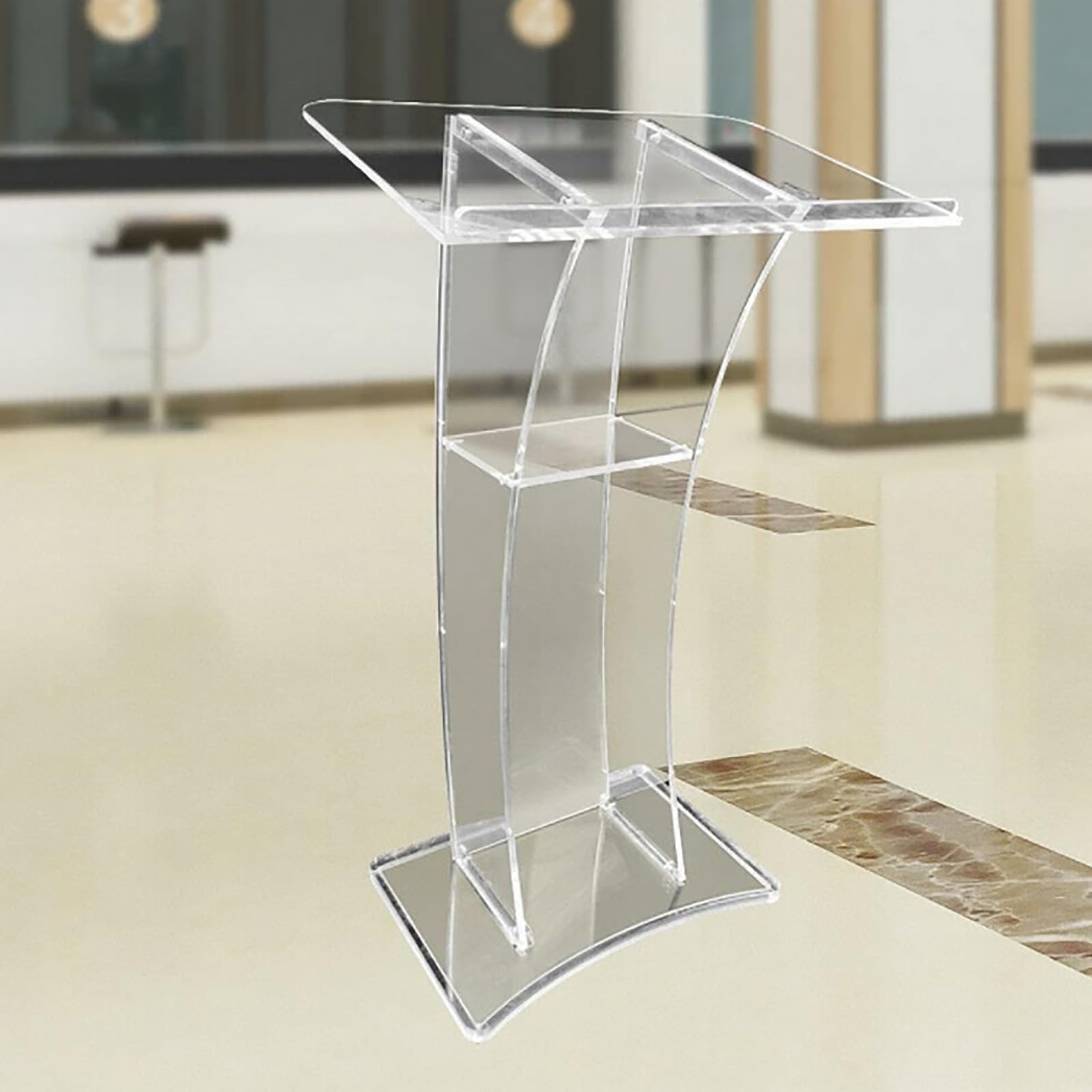 DUANHOZ Transparent Acrylic Podium Stand, Slanted Lectern for Conferences & Churches, Portable Clear Presentation Pulpit, Professional Lectern for Events & Speeches