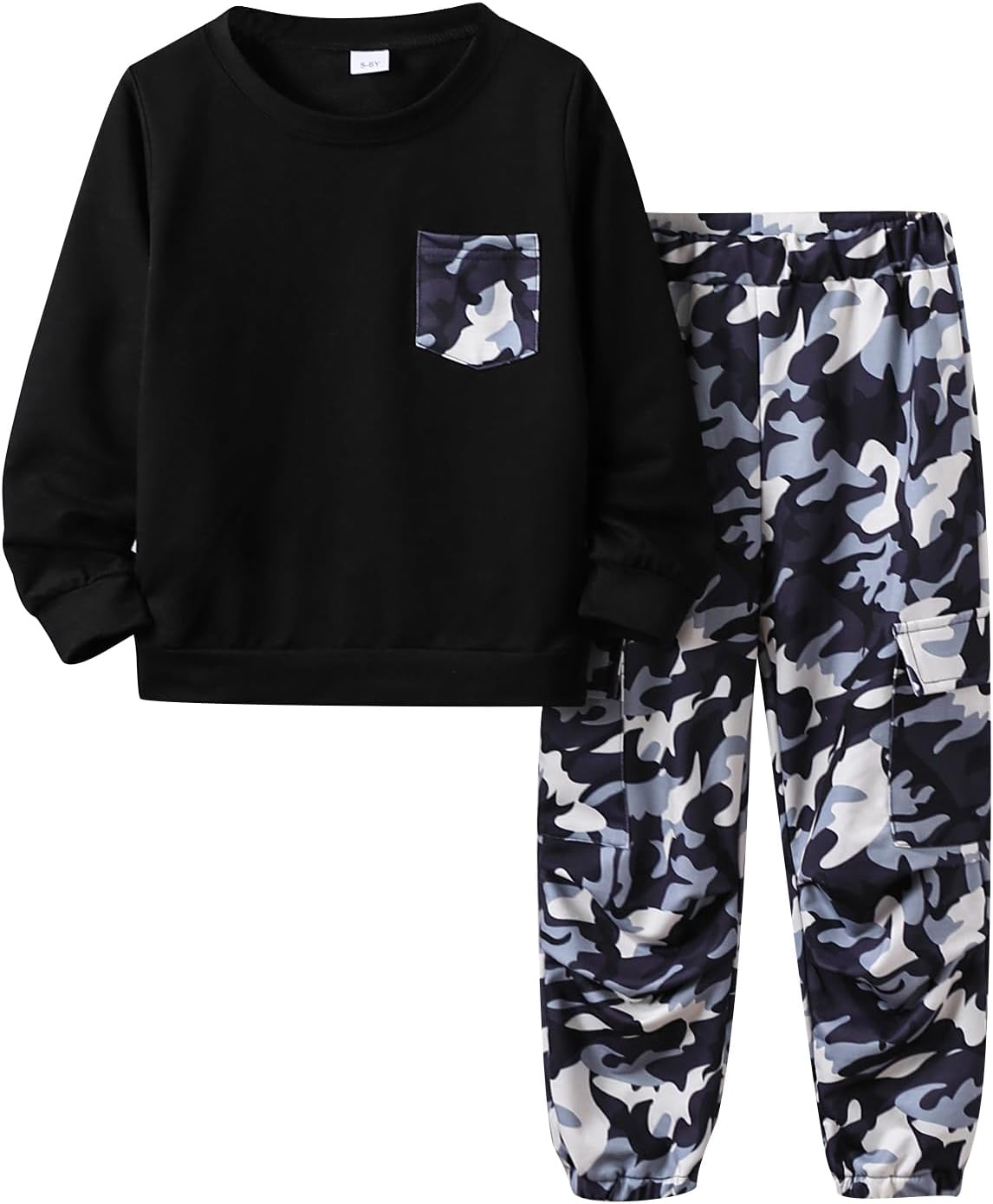 Boy Clothes Plant Camouflage Pants LA Letter Print Top Sweatsuit Fall Boys Outfits Set
