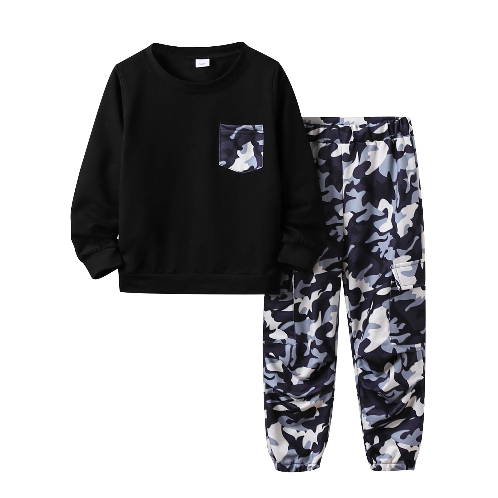 Boy Clothes Plant Camouflage Pants LA Letter Print Top Sweatsuit Fall Boys Outfits Set