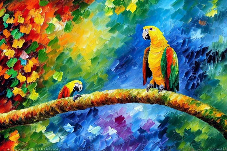 Poster perroquet paysage jungle toile décoration murale moderne Meechi