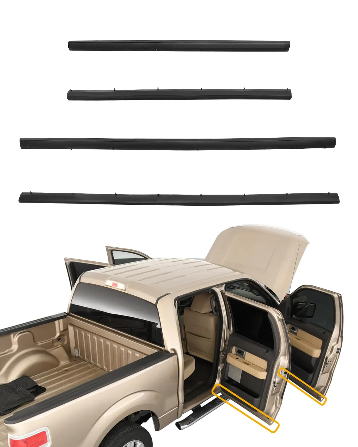 Door Lower Weather Stripping Seal, Fit for 99-16 Ford F250 F350 F450 F550