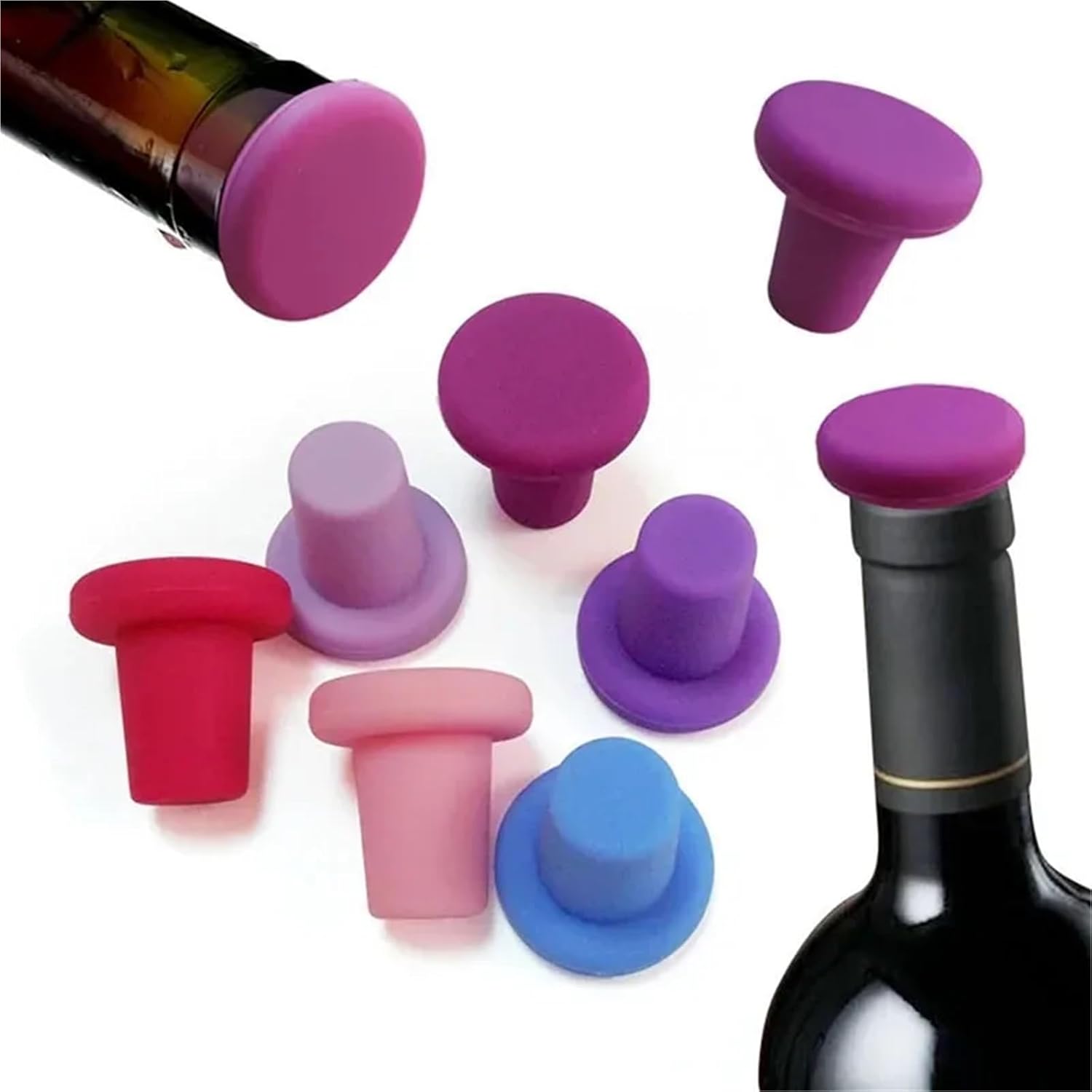 Silicone Wine Stoppers, 20pcs Bottle Stopper Caps Wine Family Bar Preservation Tools Silicone Creative Design Safe And Home For Keeping Champagne Fresh