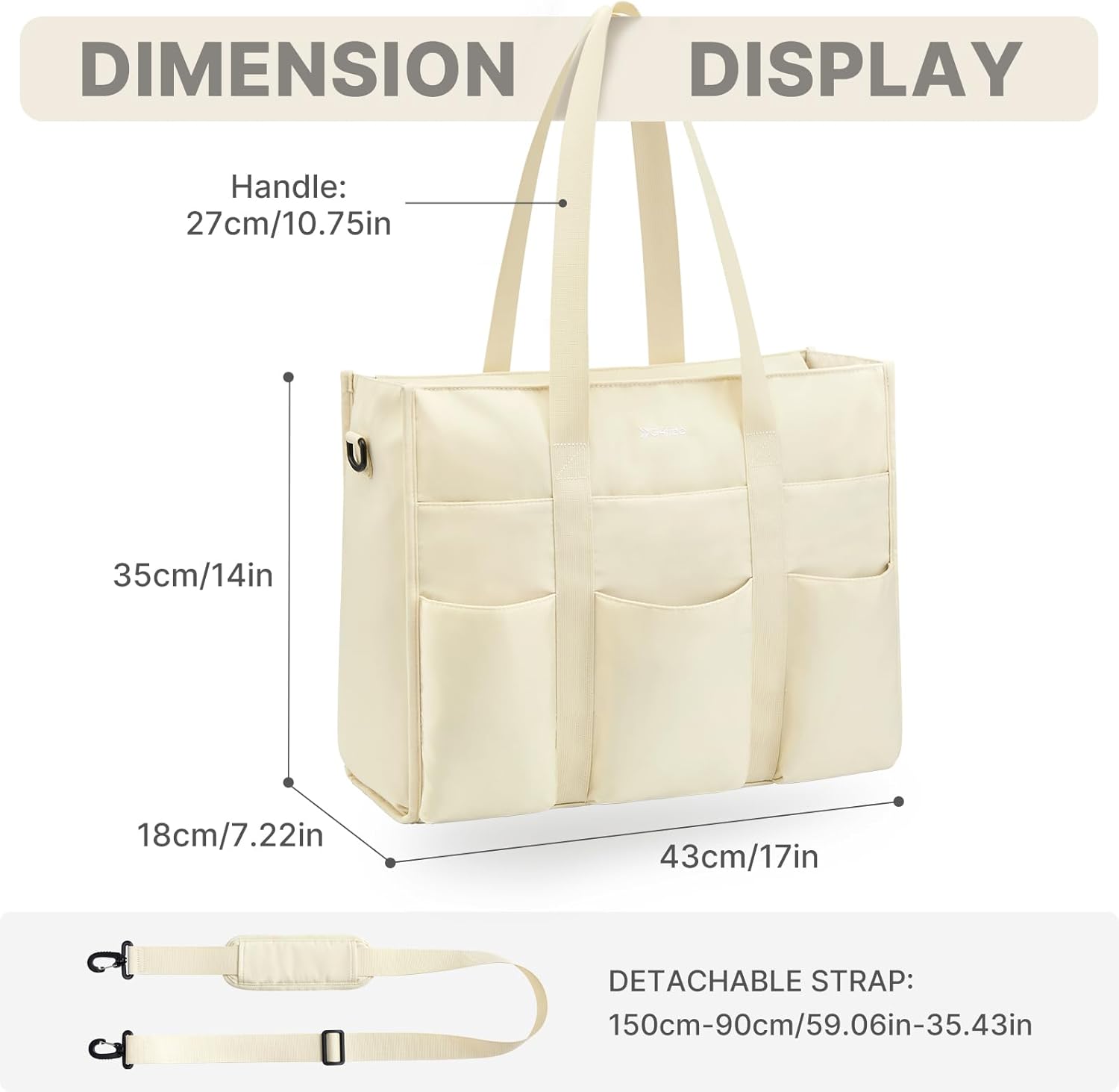 G4Free Tote Bag for Women, Multi-Compartment Large Capacity Work Bag with Zipper Top Handle, Shoulder Bag for Travel