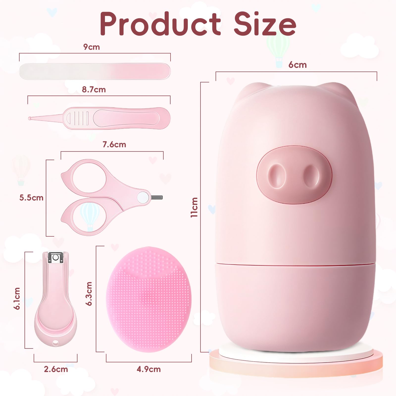 HAGOT 5 in 1 Baby Nail Clippers Set including Cute Case, Nail Clippers,Nail Scissors, Nail File, Tweezers and Silicone Brush - Image 2