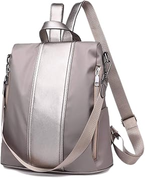 Artwell Women Backpack Purse Oxford Waterproof Anti-Theft Rucksack Fashion Simple Shoulder Bag Grey