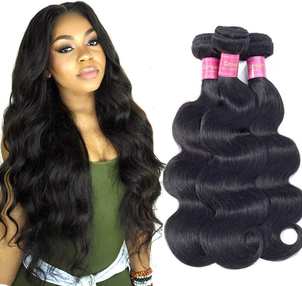 Brazilian Virgin Hair 3 Bundles Body Wave Weft 10A Unprocessed Human Hair Weave Extensions Natural Color 3pcs (14 14 14)
