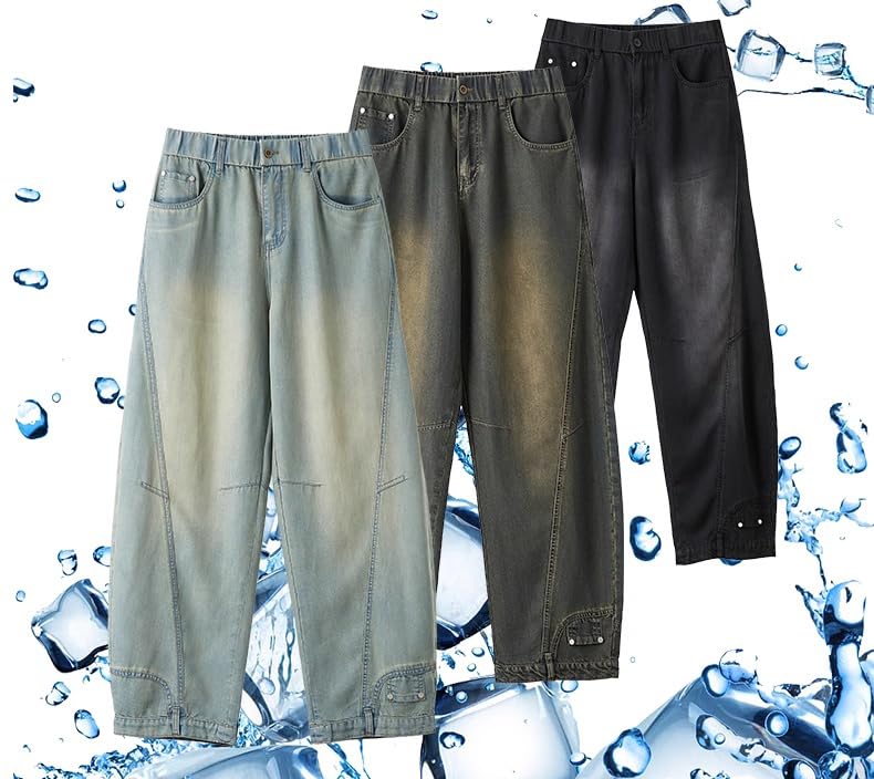 LIXINGHEITANG Retro Thin American Jeans for Men and Women Couples summercool Pants3