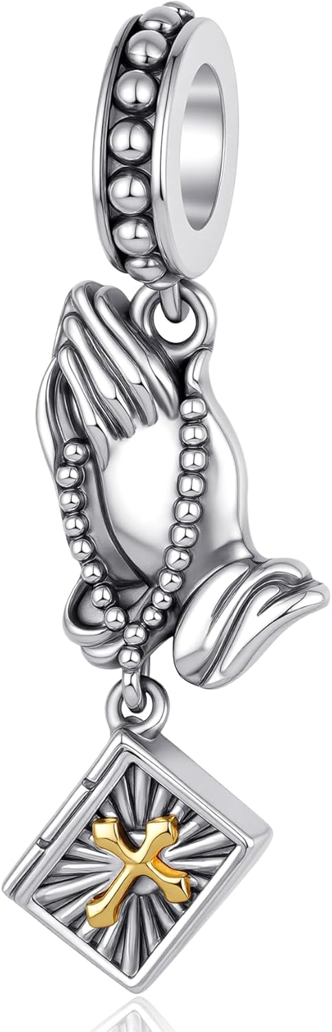 Praying Hands Charm 925 Sterling Silver Christian Charms Serenity Prayer Jewelry Gifts for Women