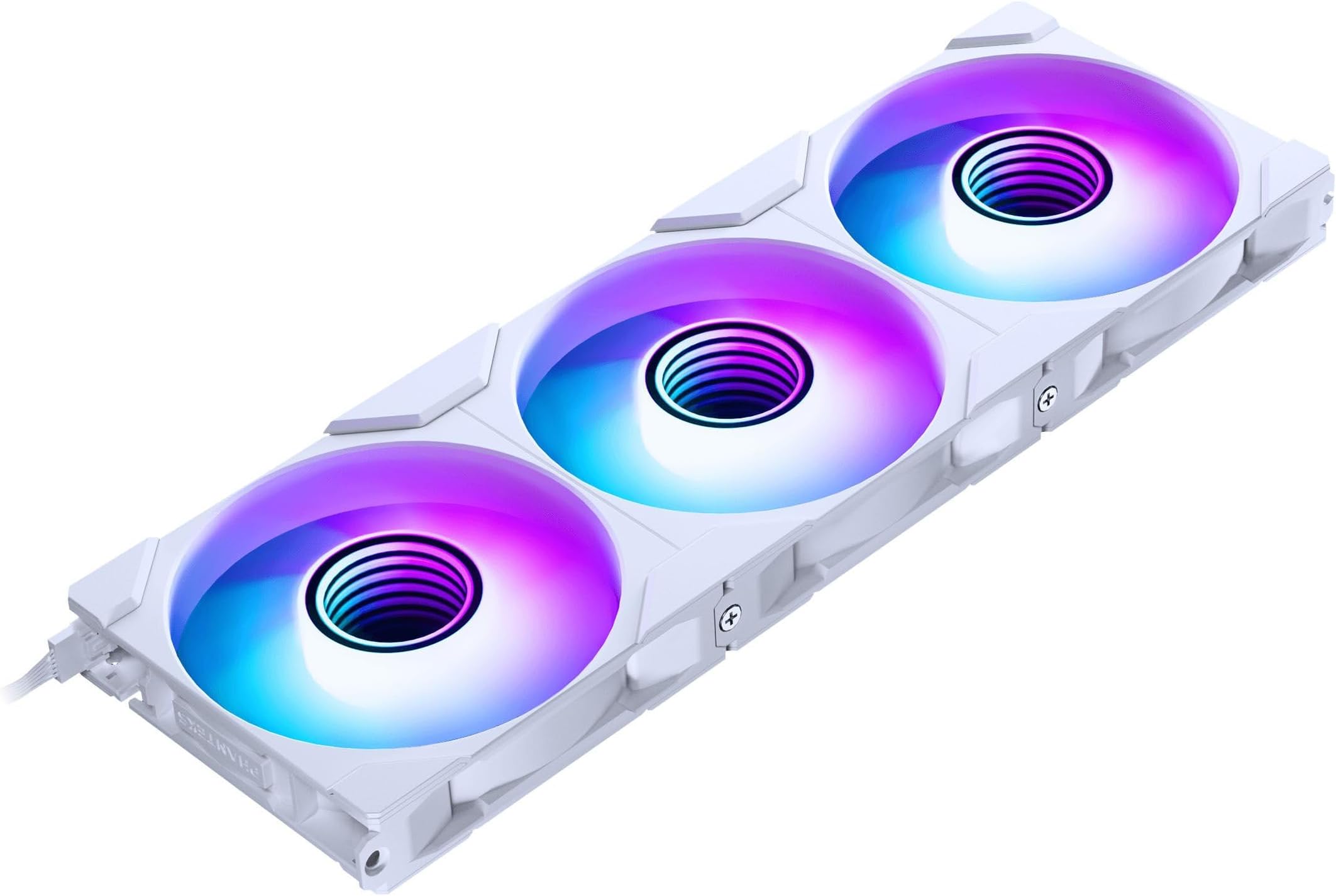 M25-120 Gen2 Triple Pack, 3X 120mm ARGB High Performance Cooling Fans, Daisy-Chain Unified Fan Frame, Infinity Mirror hub, Single Cable Connection, White