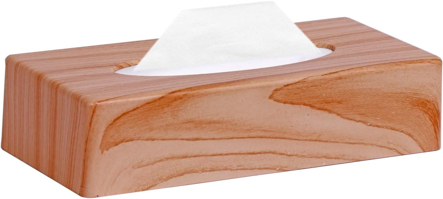 Premium Wooden Finish Tissue Dispenser Box Reusable Tissue Paper Box with 100 Pulls-2 Ply (Oak Wood Finish)